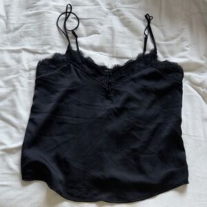Abercrombie & Fitch Black Lace-Trim Satin Camisole
